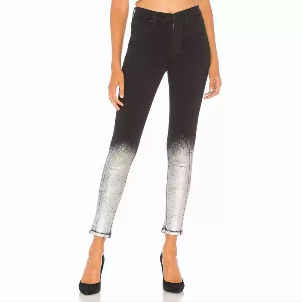 Hudson Jeans High Rise Skinny Black Metallic Sz 25 - Picture 1 of 9